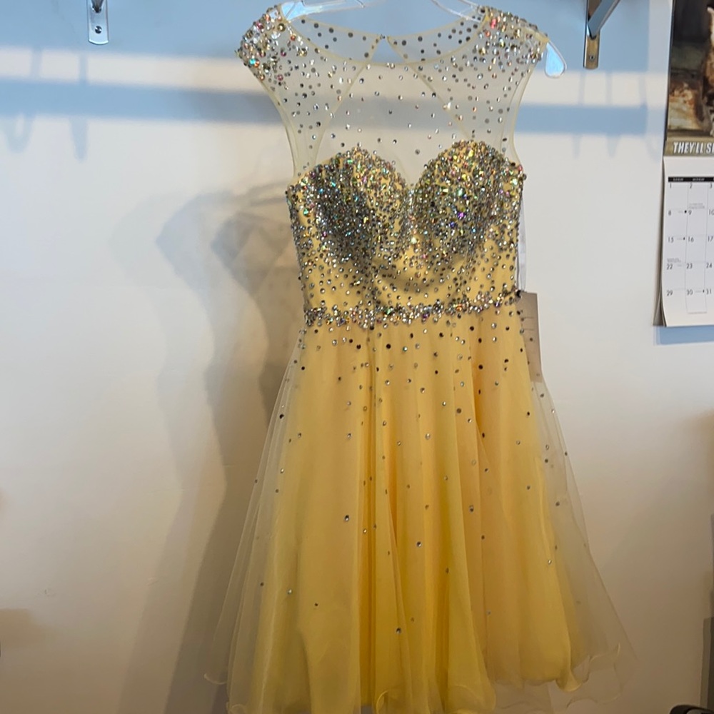Yellow Tony Bowls Mini Prom Dress